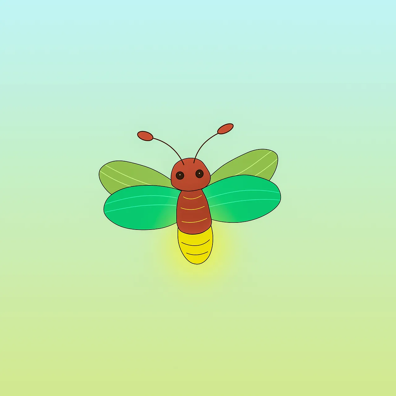 Charming Cartoon Firefly: Adorable Digital Drawing with Light Effects