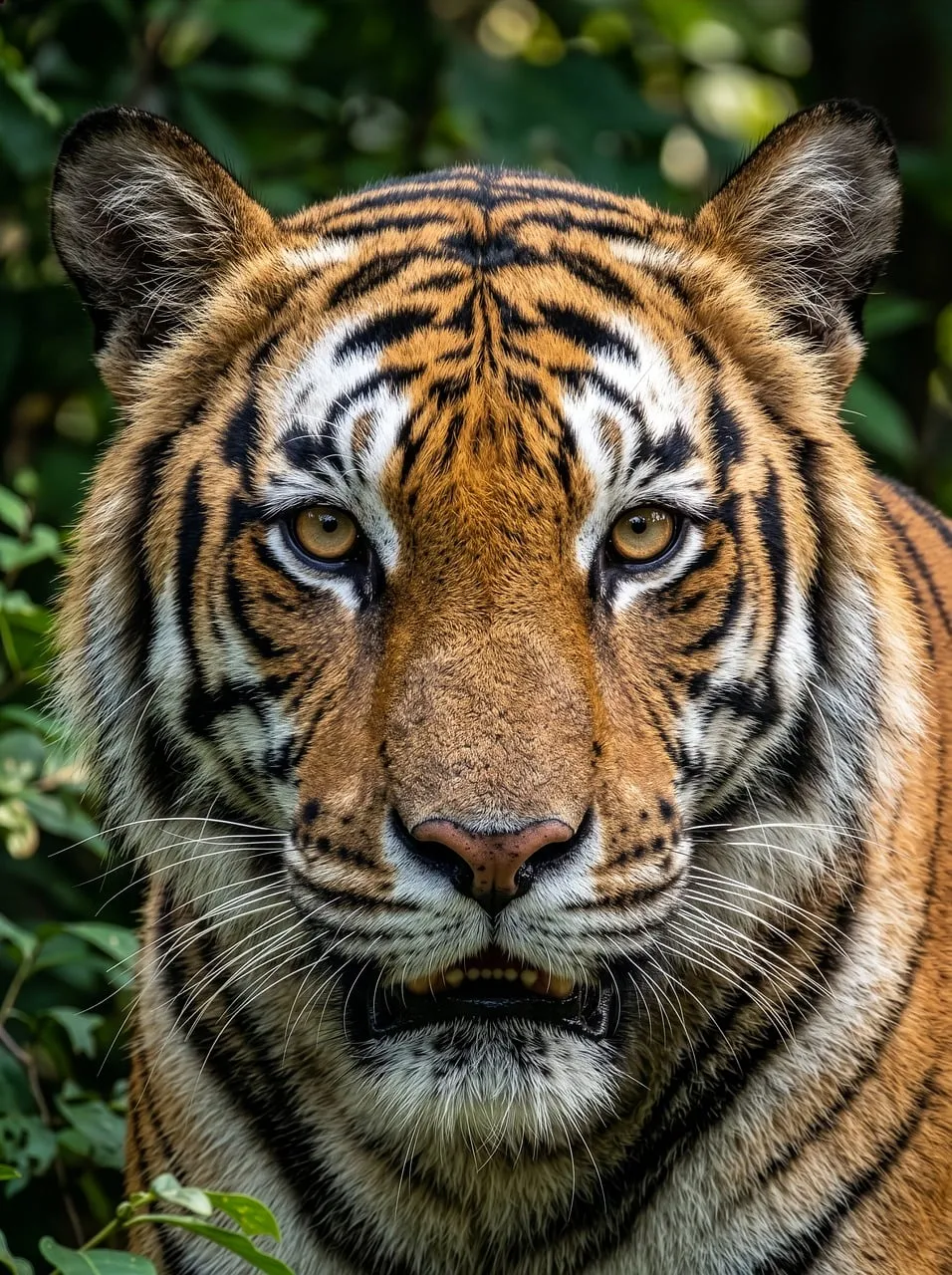 Intense Gaze: Striking Close-up of a Wild Bengal Tiger