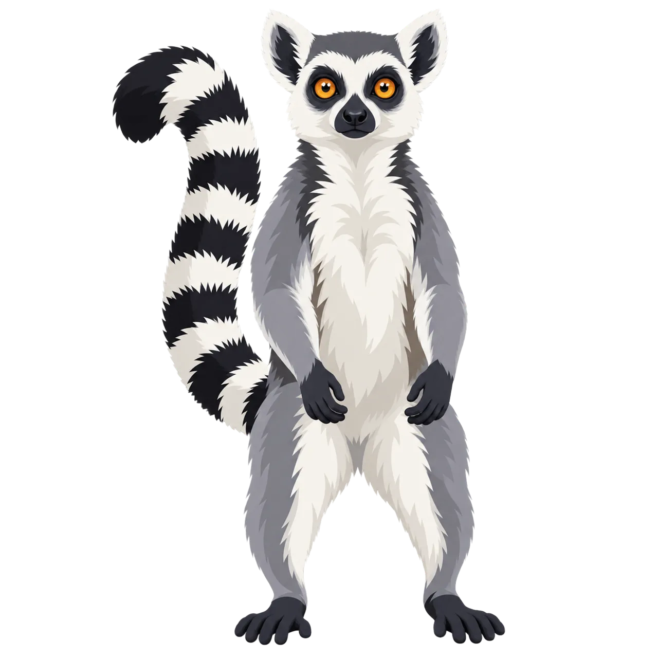 Captivating Ring-tailed Lemur: Full Body Wildlife Illustration
