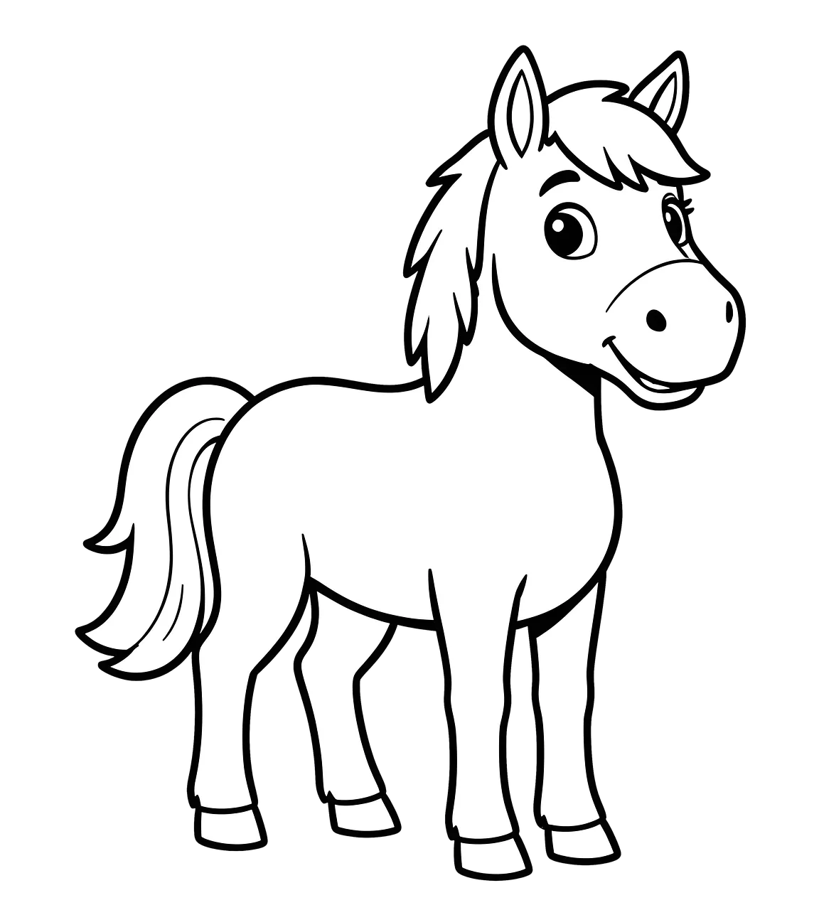 Charming Cartoon Pony Line Art for Kids and Fun Projects