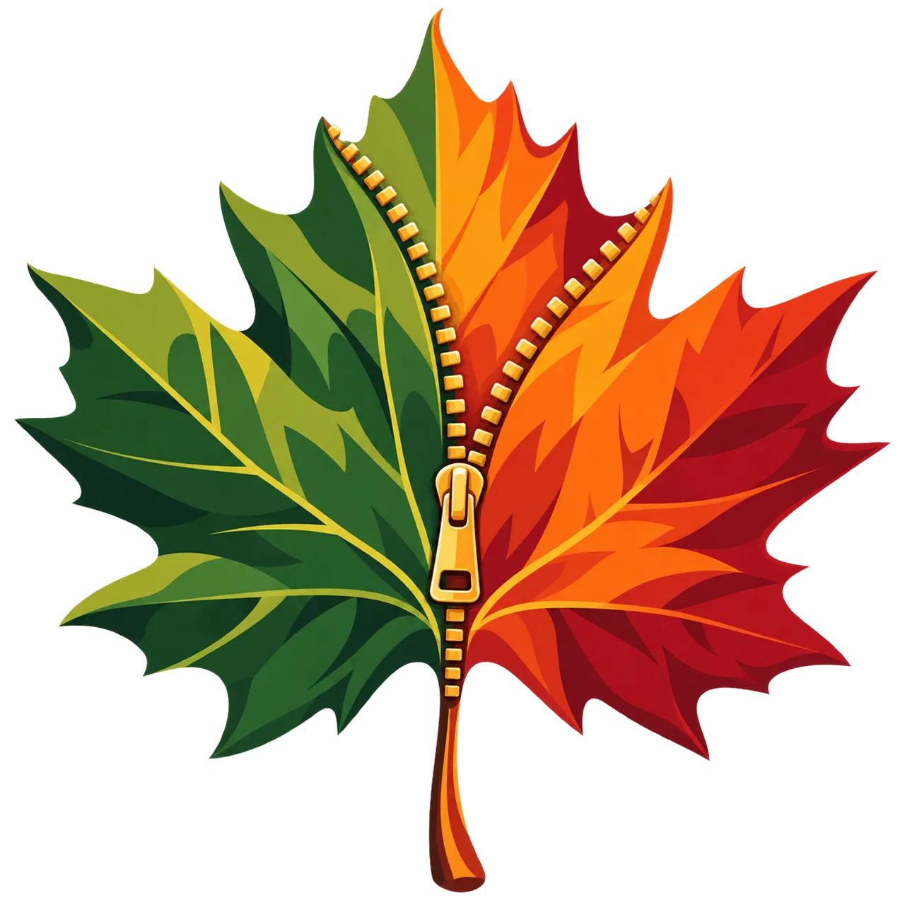 Vibrant Autumn Leaf Unzips Seasonal Transformation