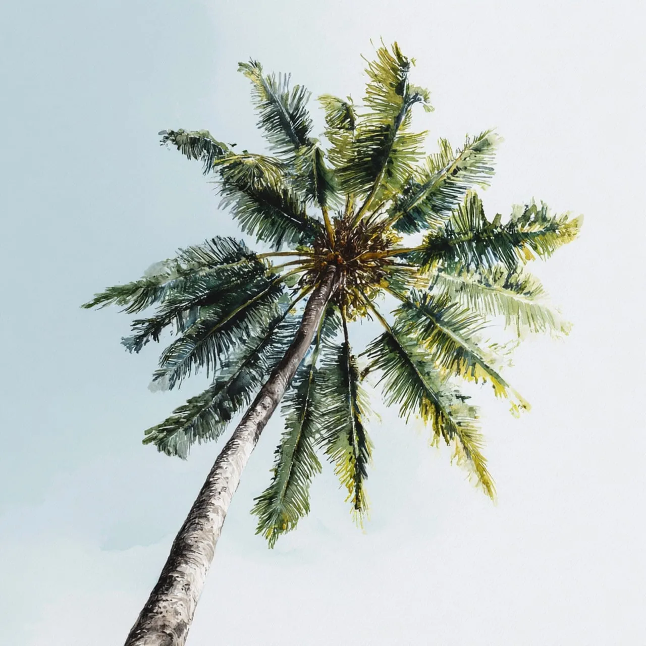 Stunning Tropical Paradise: Iconic Palm Tree Against Blue Sky