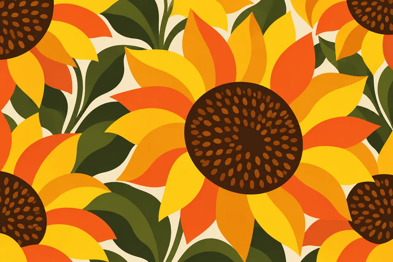 Vibrant Autumn Sunflowers: A Warm Botanical Pattern