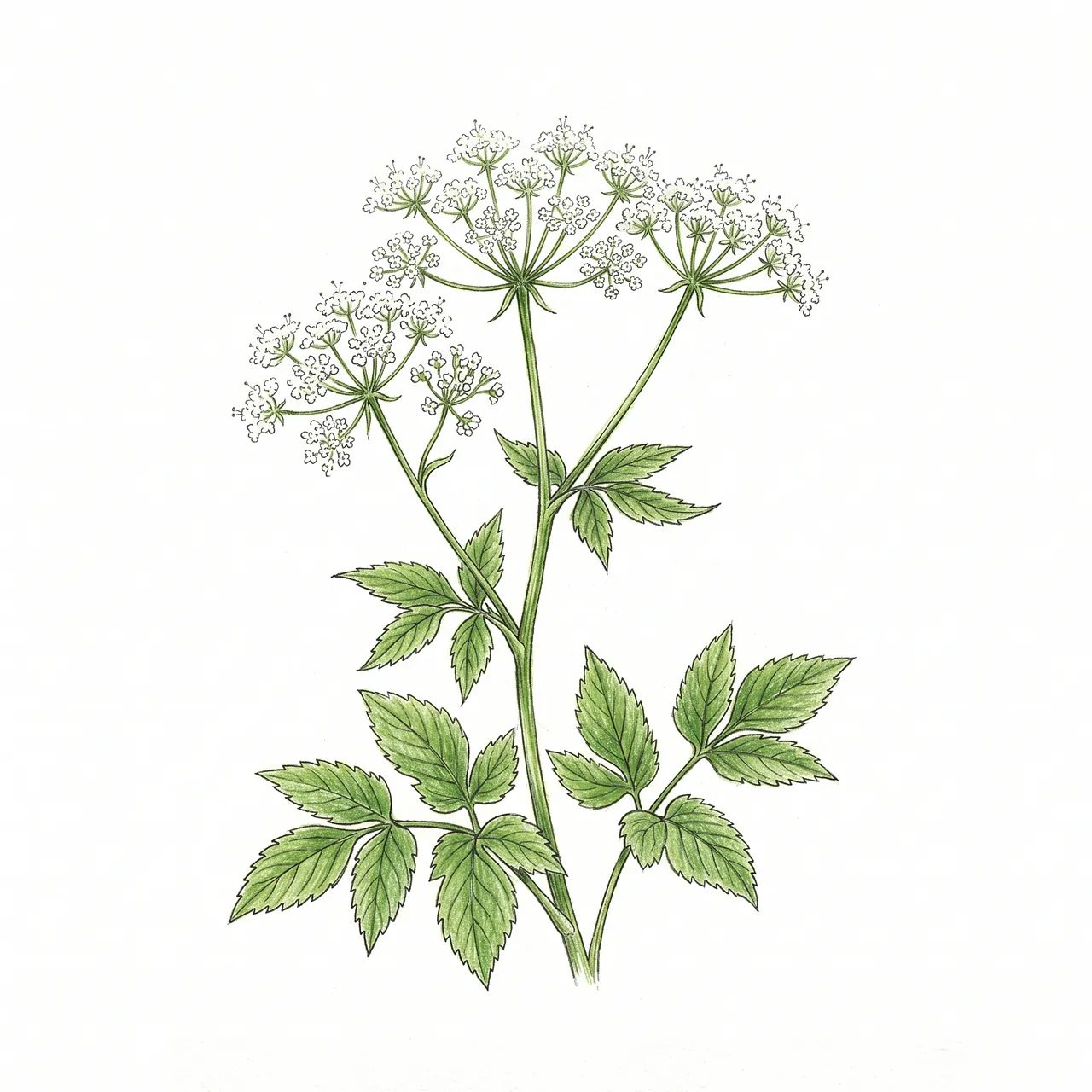 Exquisite Botanical Illustration of Delicate White Flowers