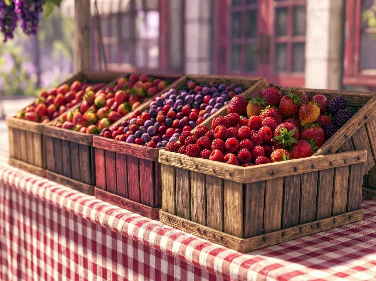 Vibrant Berry Medley: Fresh Organic Fruits at Market
