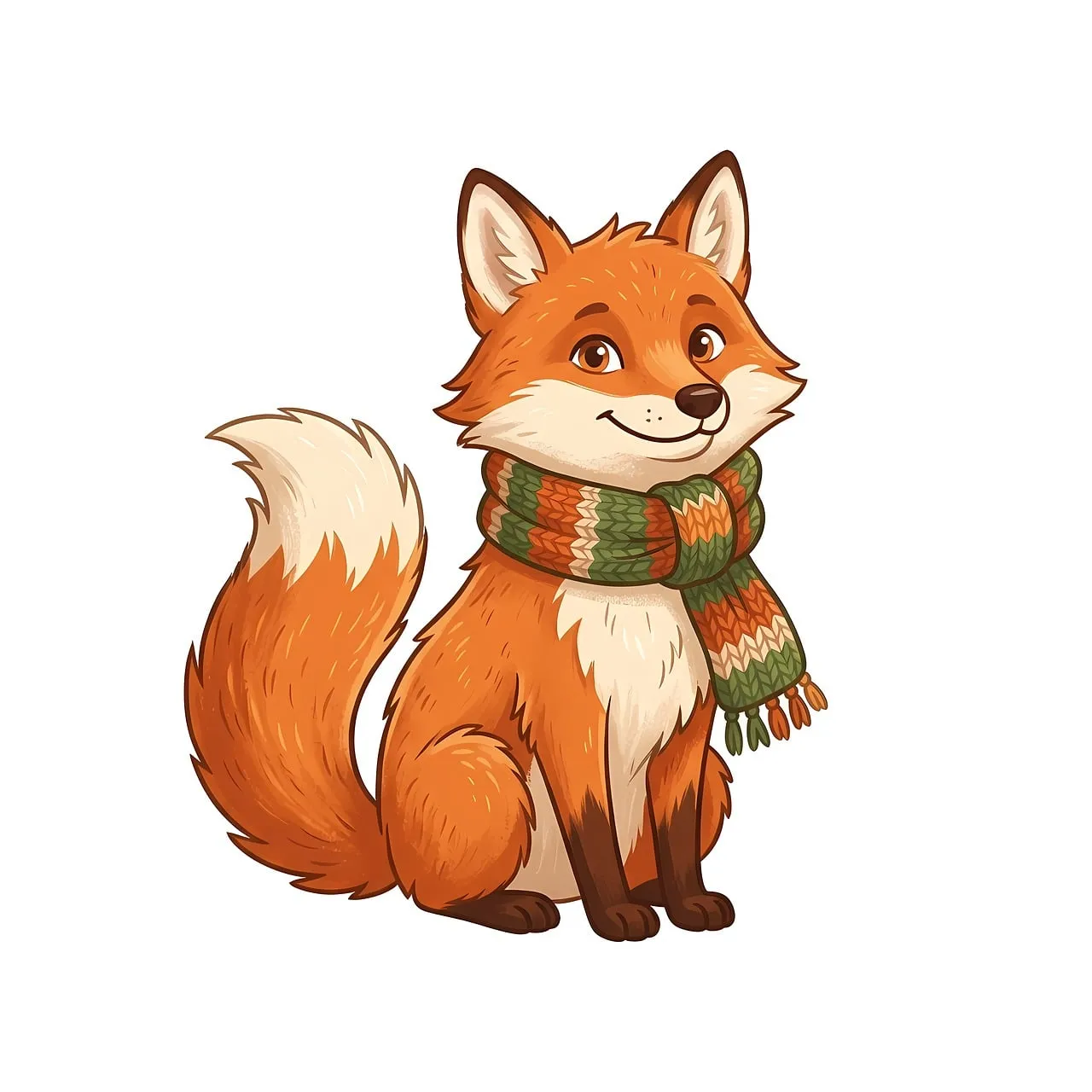 Charming Winter Fox: Festive Scarf & Bushy Tail