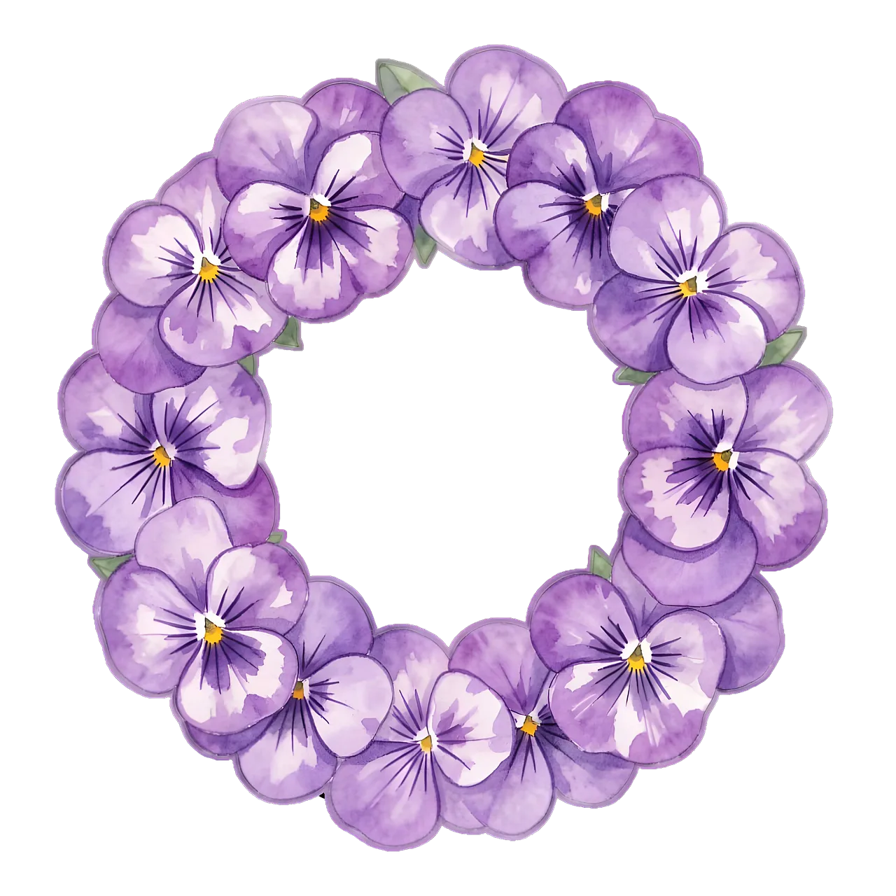 Enchanting Pansy Wreath: Rustic Watercolor Floral Frame