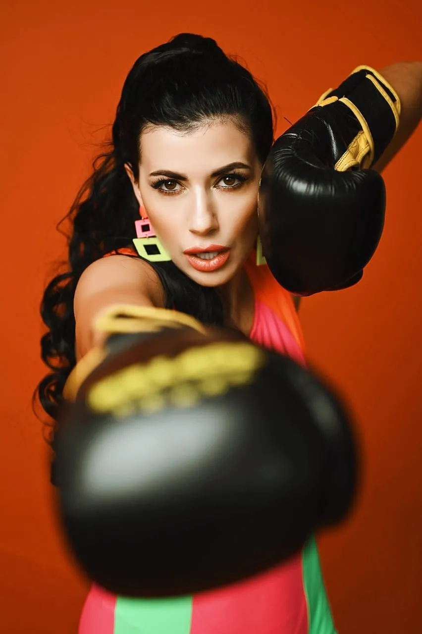 Empowered Boxer: Striking Pose with Fierce Determination