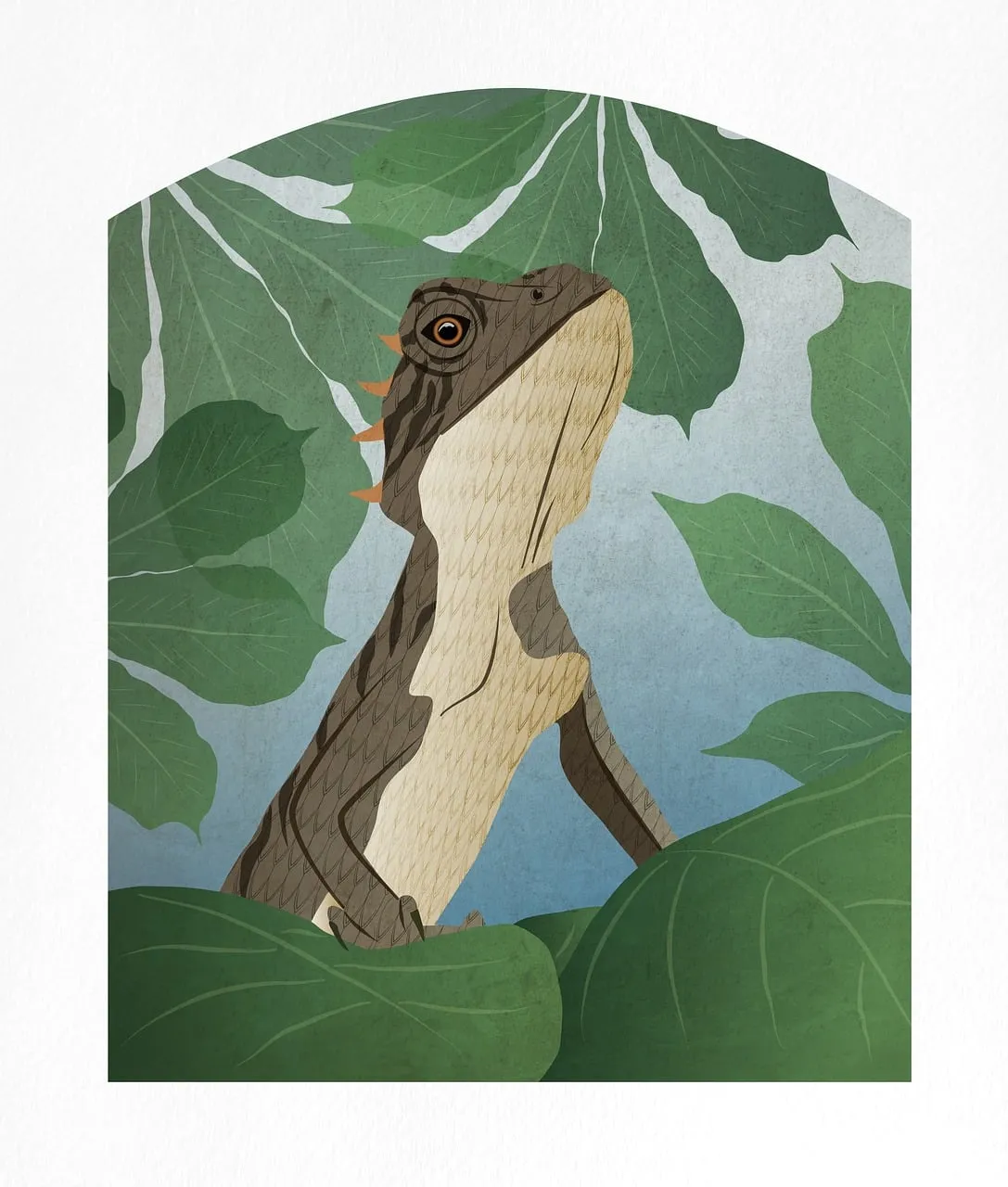 Exotic Botanical Lizard Art: A Jungle Oasis