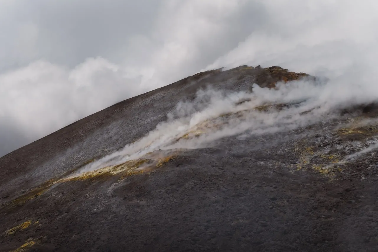 Dramatic Volcanic Vents: Steam Rising from the Earth's Core