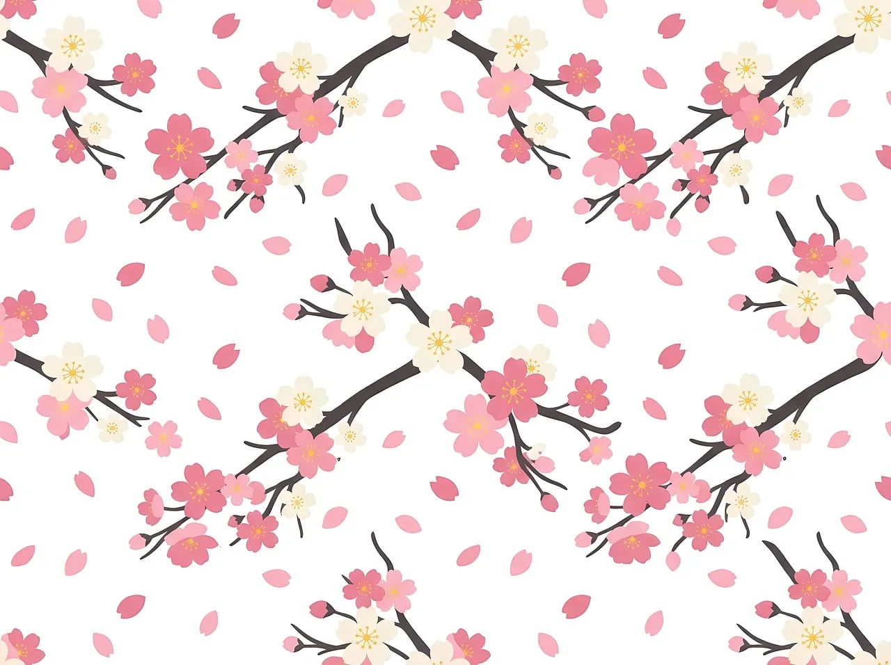 Vibrant Floral Blossom: Seamless Spring Apple Blossom Pattern