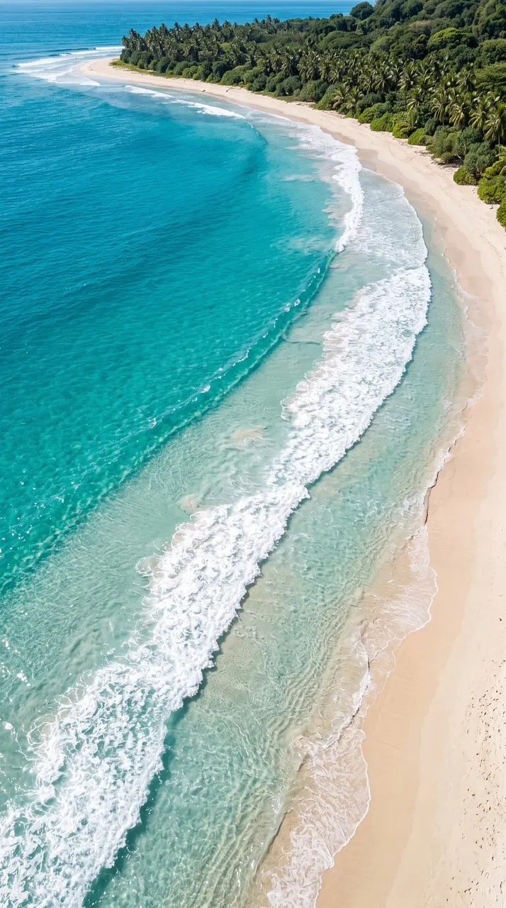 Breathtaking Coastal Panorama: Idyllic Tropical Beach Escape