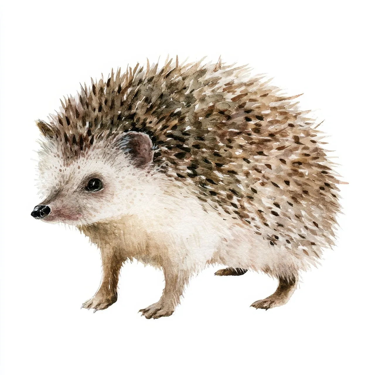 Charming Watercolor Hedgehog: Adorable Spiky Mammal Art