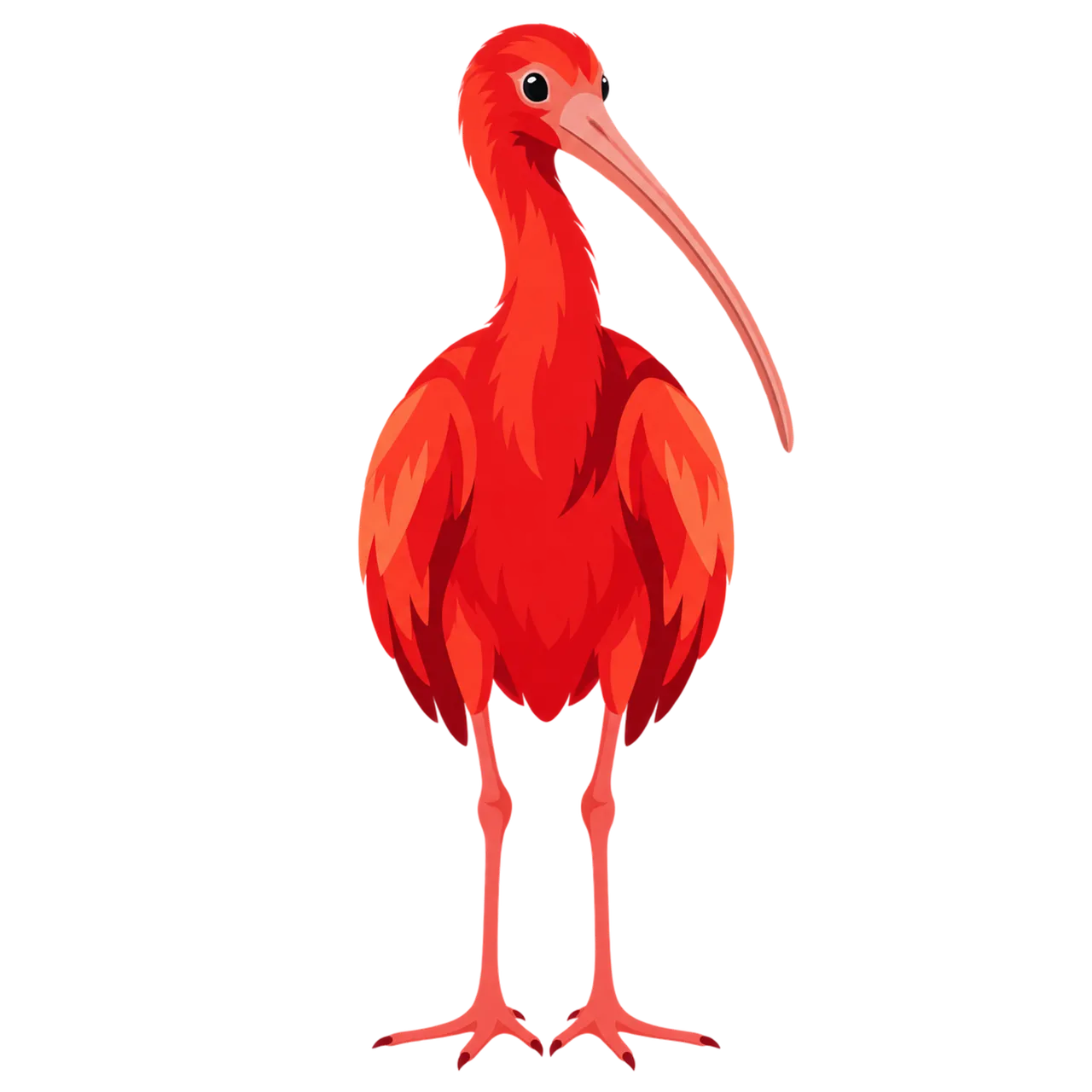 Vibrant Scarlet Ibis: Striking Red Tropical Bird Illustration