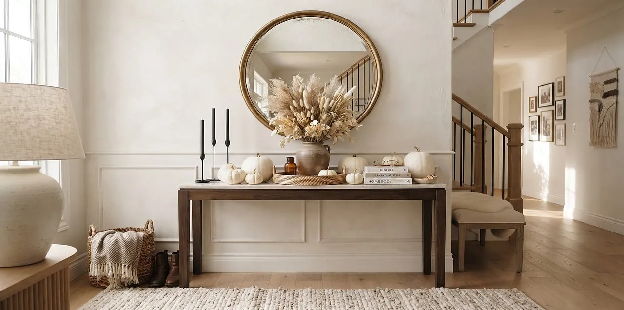 Rustic Autumn Entryway: Cozy & Elegant Home Decor