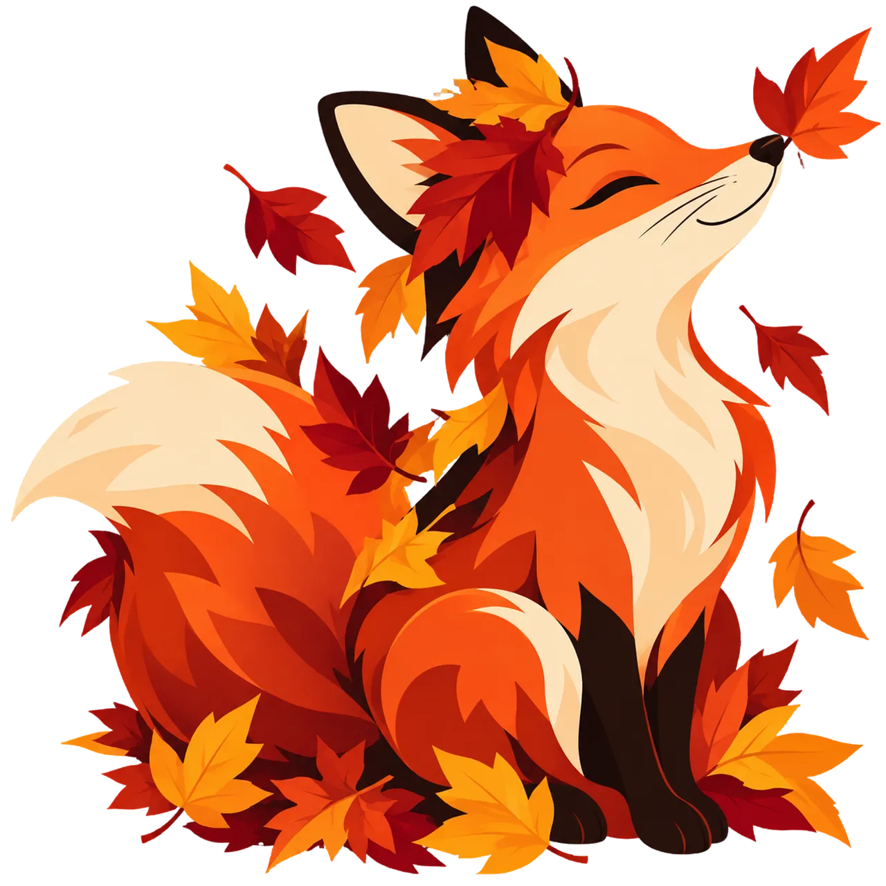 Charming Autumn Fox Amidst Falling Leaves Art