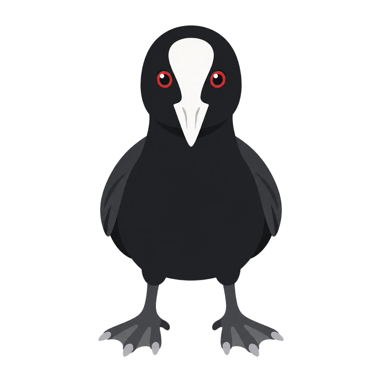 Striking Red Eyes: Adorable Cartoon Moorhen Illustration