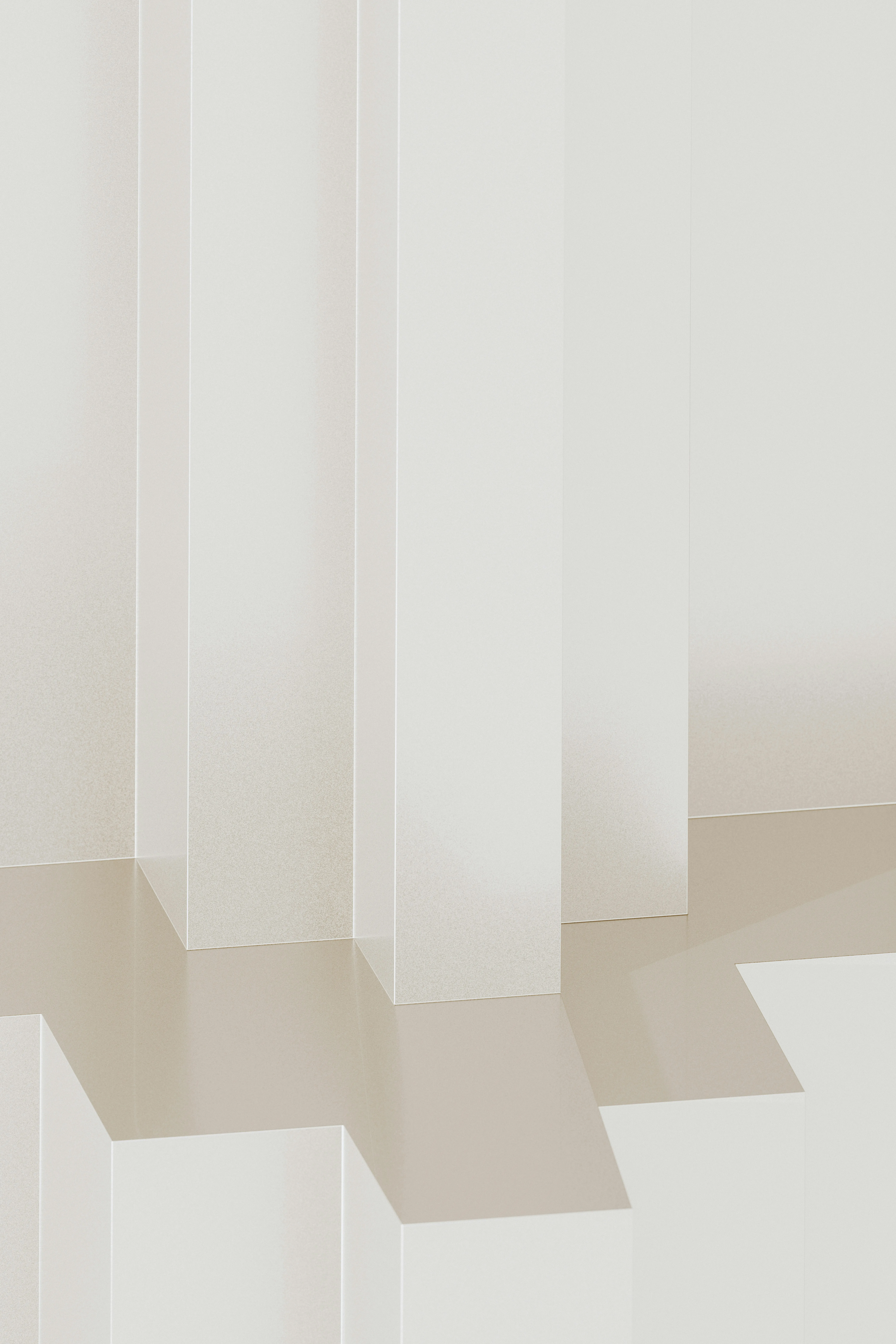 Minimalist White Architecture: Abstract Geometric Forms in 3D