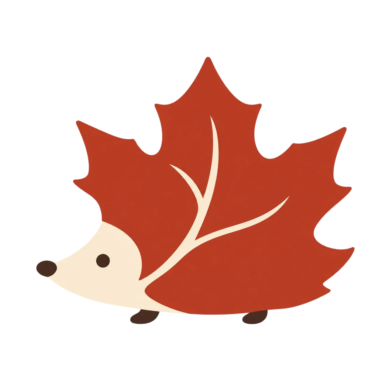 Charming Autumn Hedgehog: A Flat Design Leaf Creature