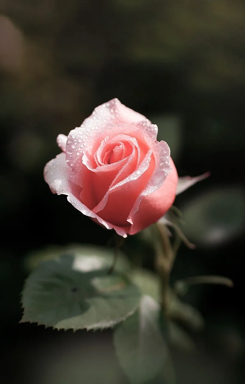 Enchanting Pink Rose: Dew-Kissed Perfection in Macro