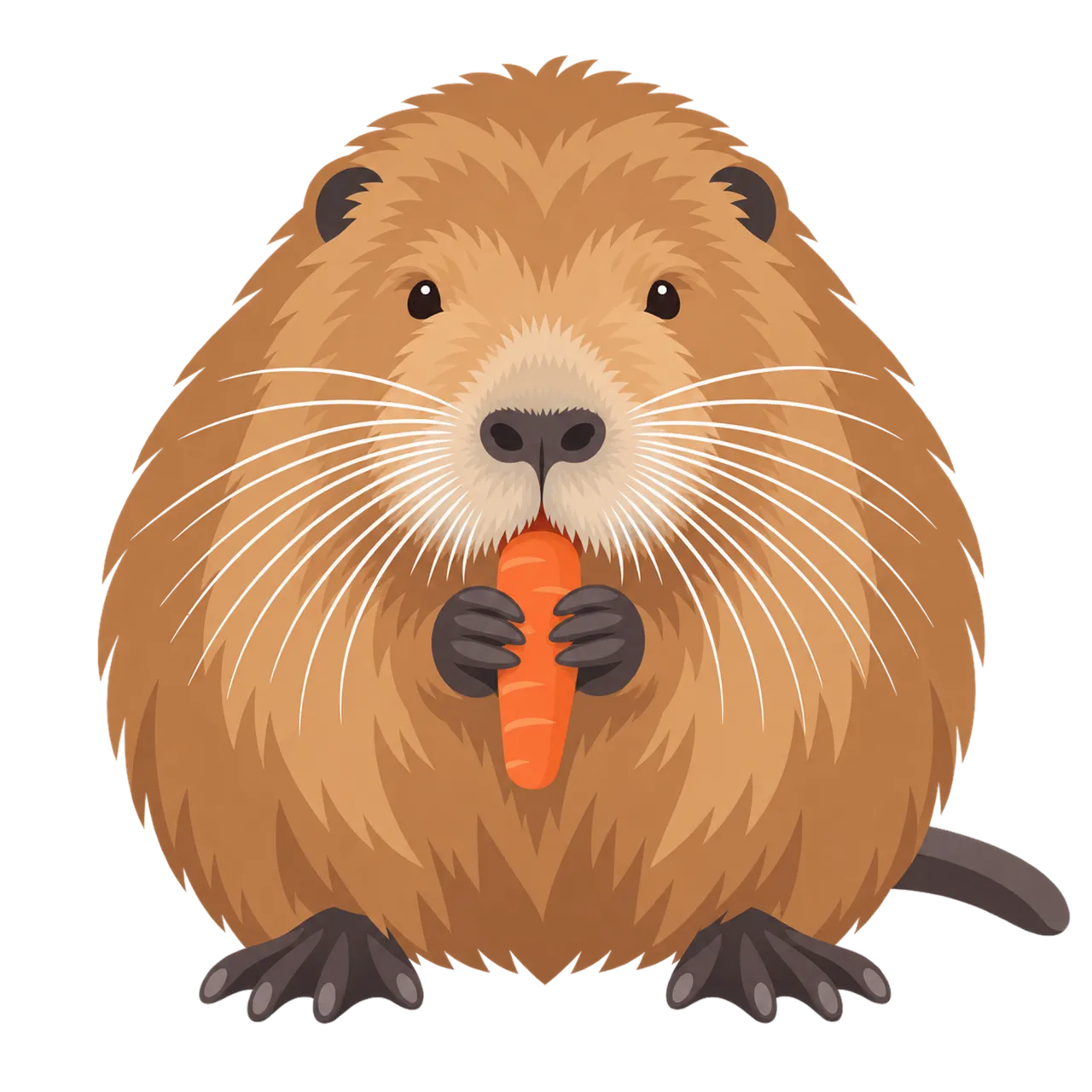 Charming Cartoon Beaver with Carrot: Adorable Forest Friend