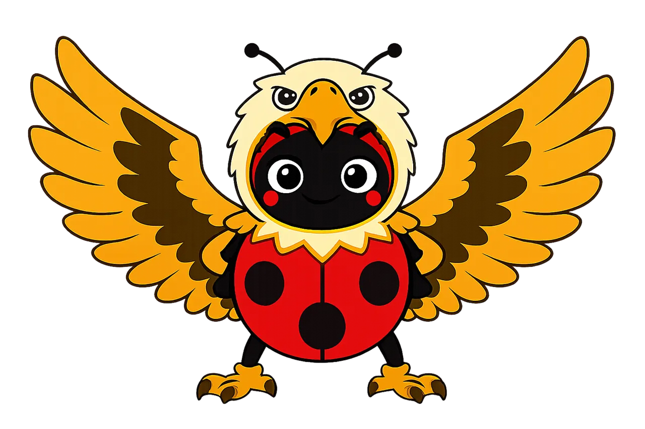 Charming Ladybug Eagle: Whimsical Mascot Art