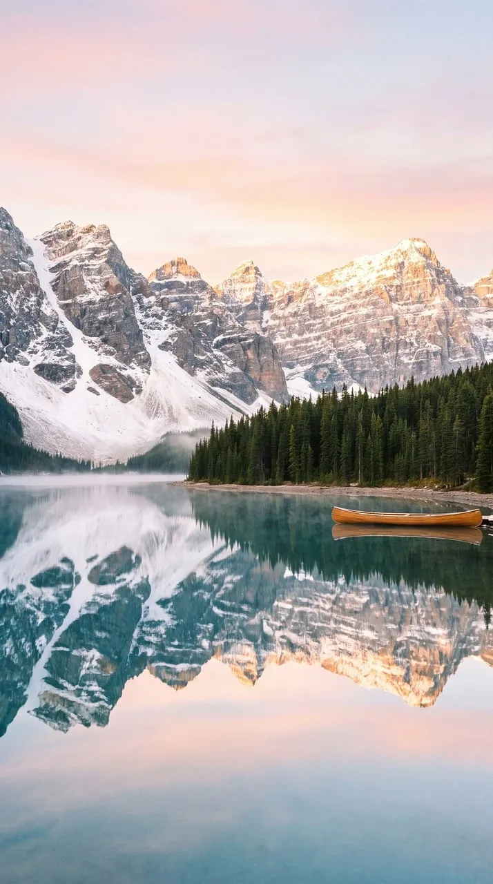 Breathtaking Moraine Lake Sunrise: Serene Reflections of Canadian Rockies