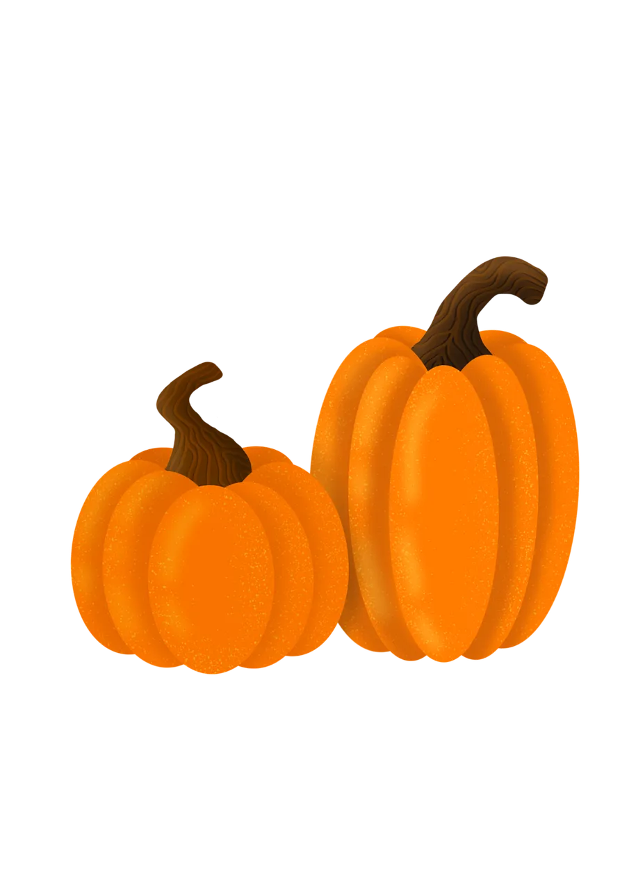 Vibrant Autumn Duo: Charming Cartoon Pumpkins for Fall Decor