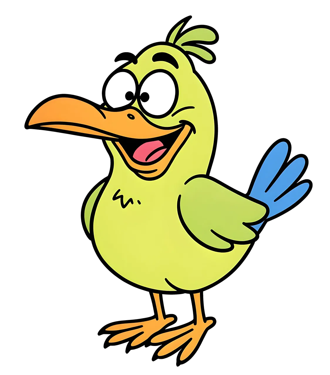 Hilarious Cartoon Bird: A Goofy, Smiling Animation Character
