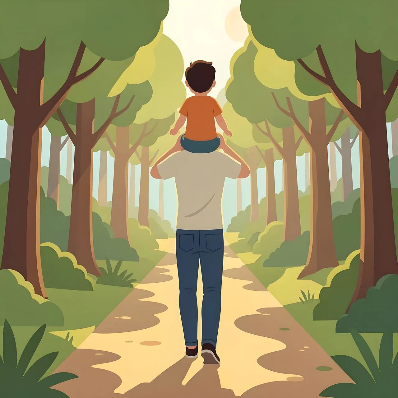 Joyful Father-Son Adventure: Exploring Nature's Path