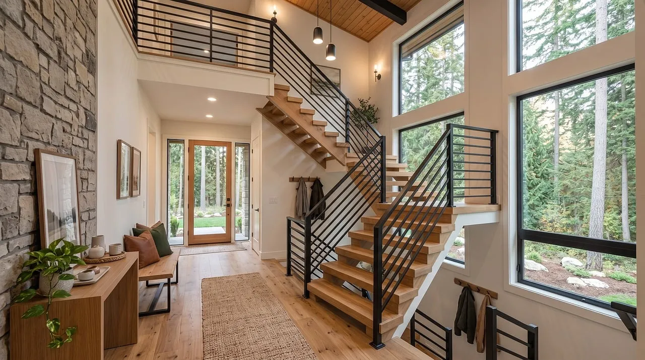 Stunning Scandinavian Foyer with Forest Views