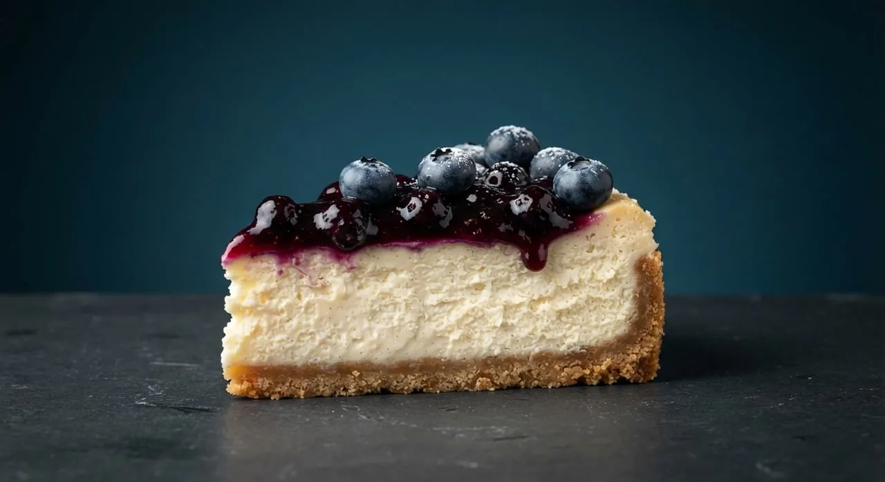 Decadent Blueberry Cheesecake Slice: A Gourmet Indulgence