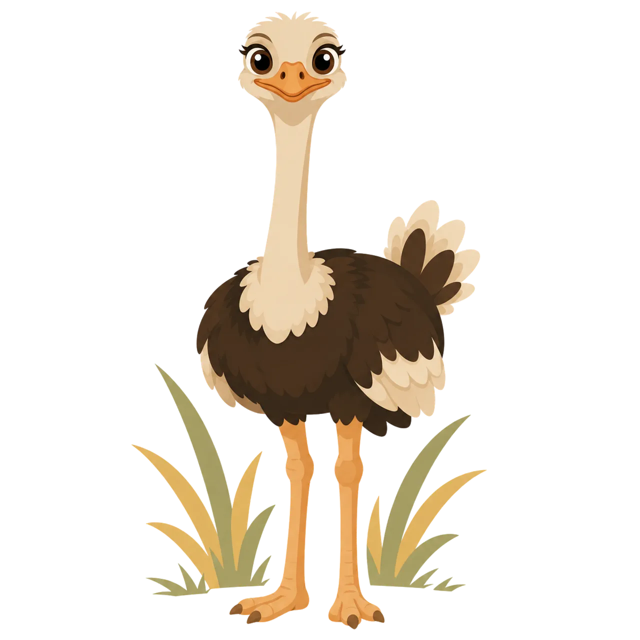 Charming Cartoon Ostrich: Adorable African Wildlife Portrait
