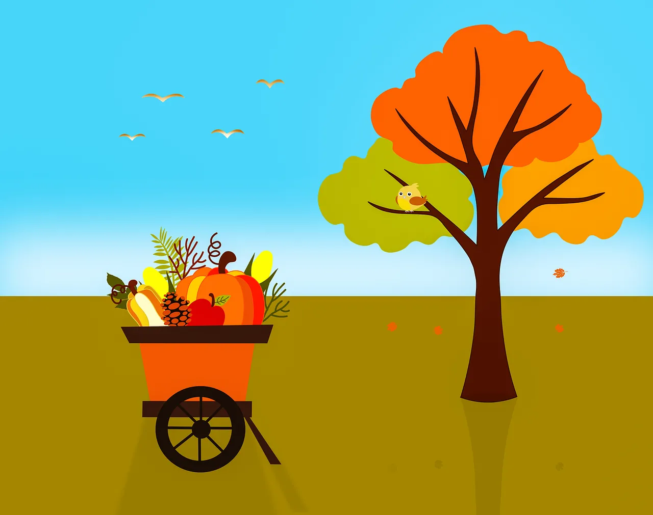 Vibrant Autumn Harvest: Cute Seasonal Illustration