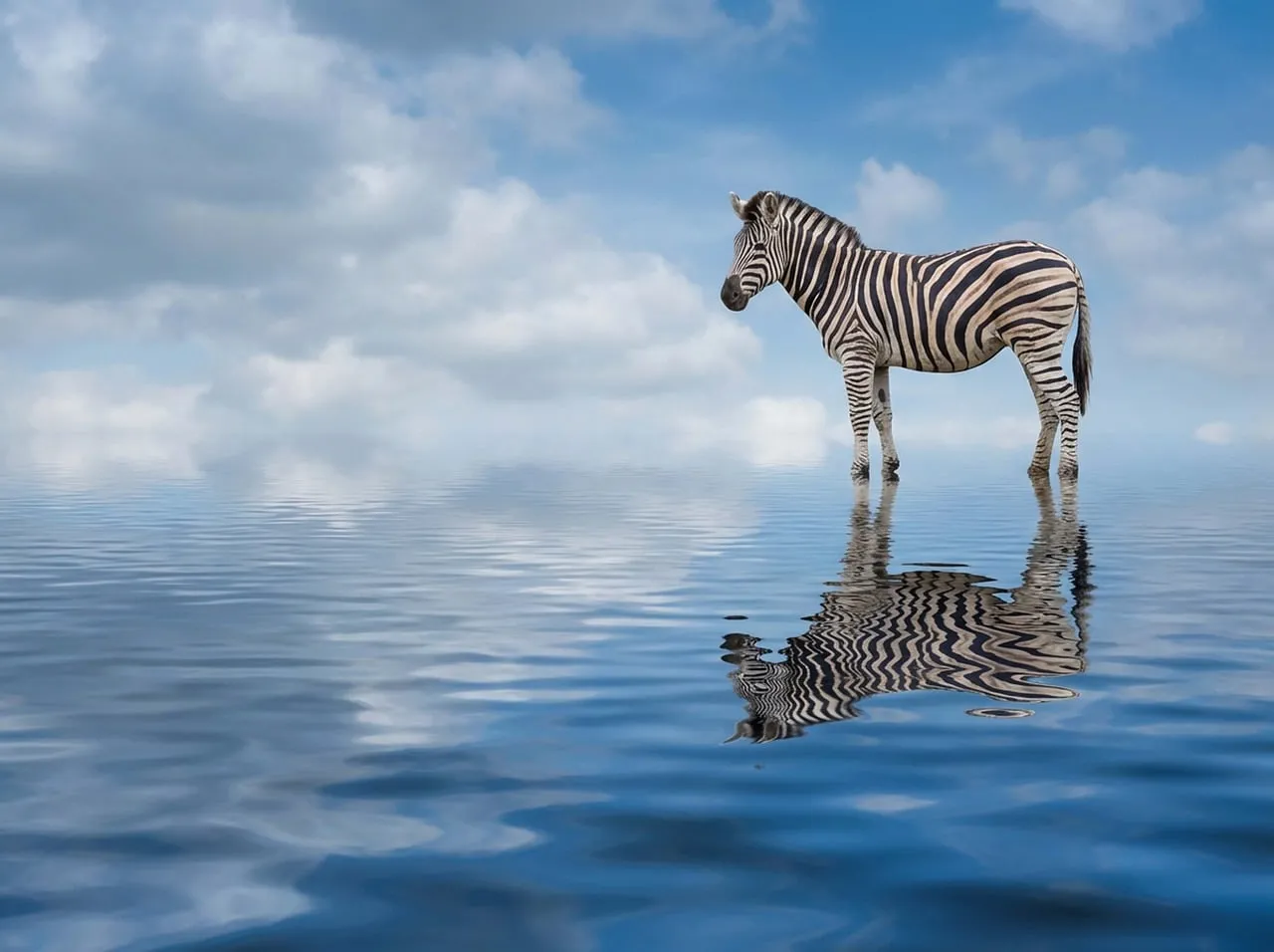 Surreal Zebra's Reflection: A Whimsical Water World