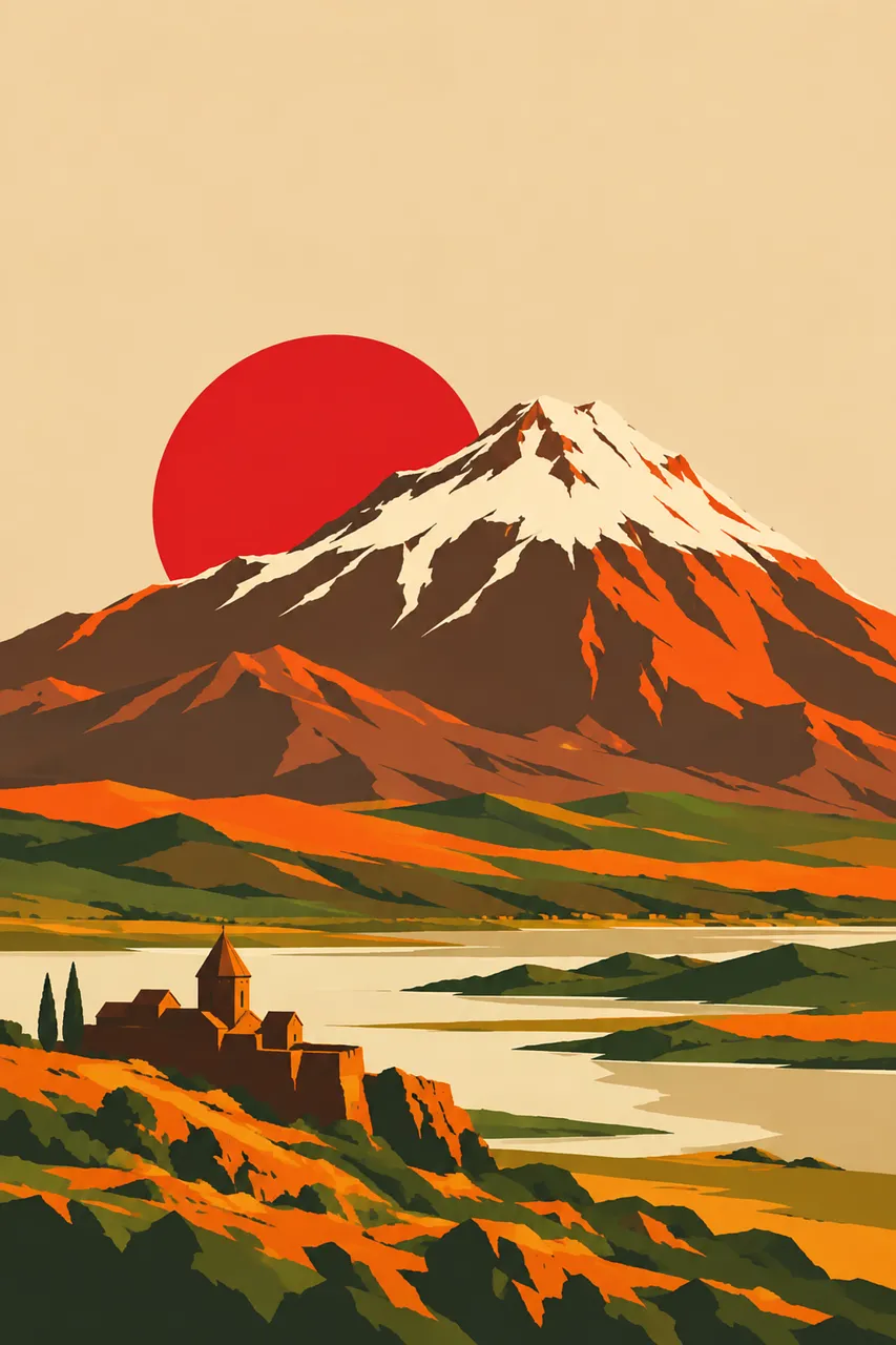 Majestic Ararat: Sunset over Anatolian Monastery