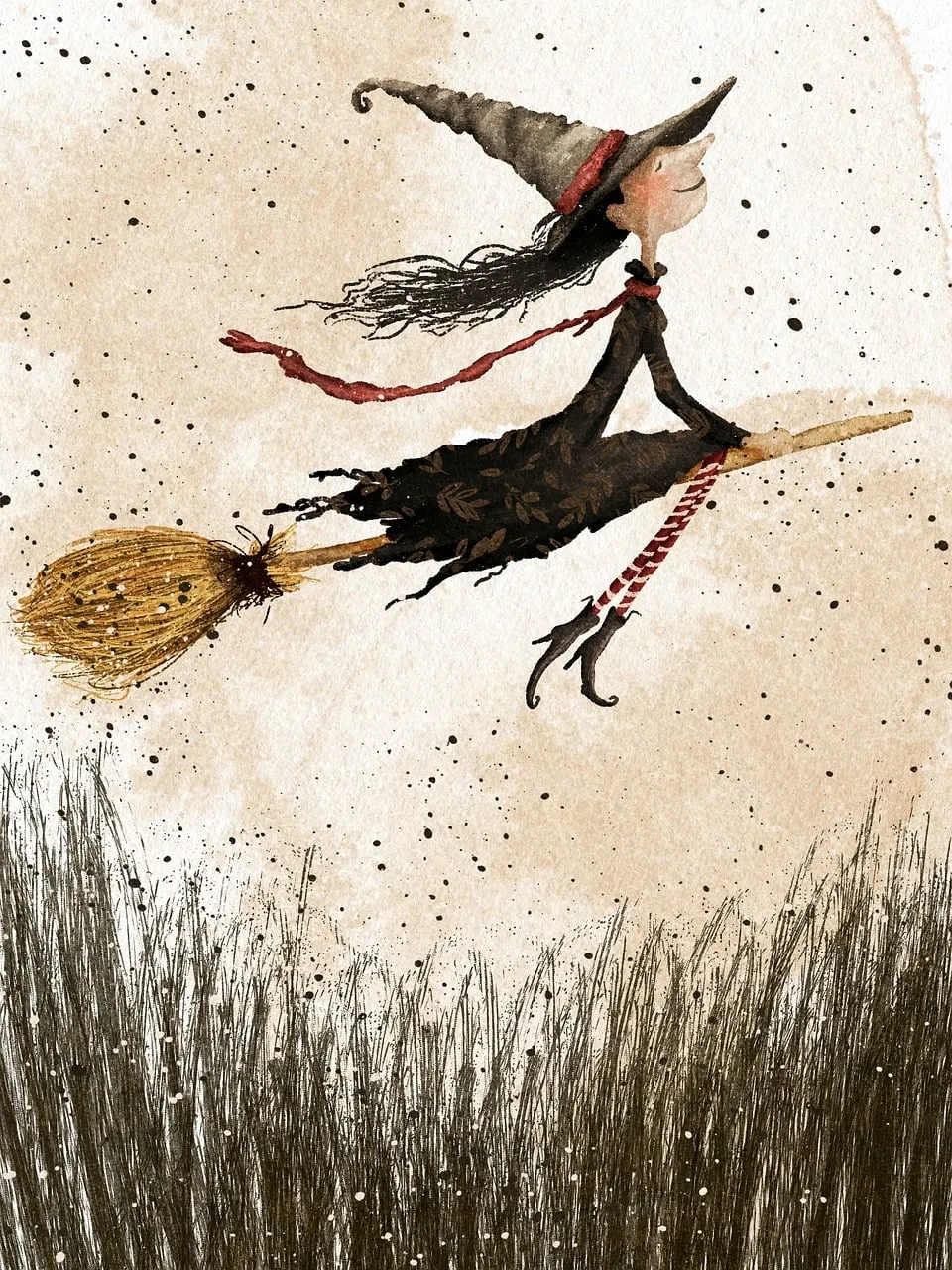 Charming Witch Takes Flight: Spooky Halloween Fun!