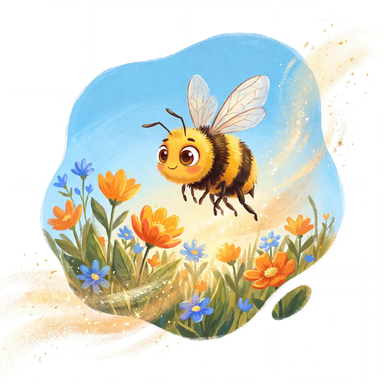 Charming Bumblebee's Sunny Meadow Flight