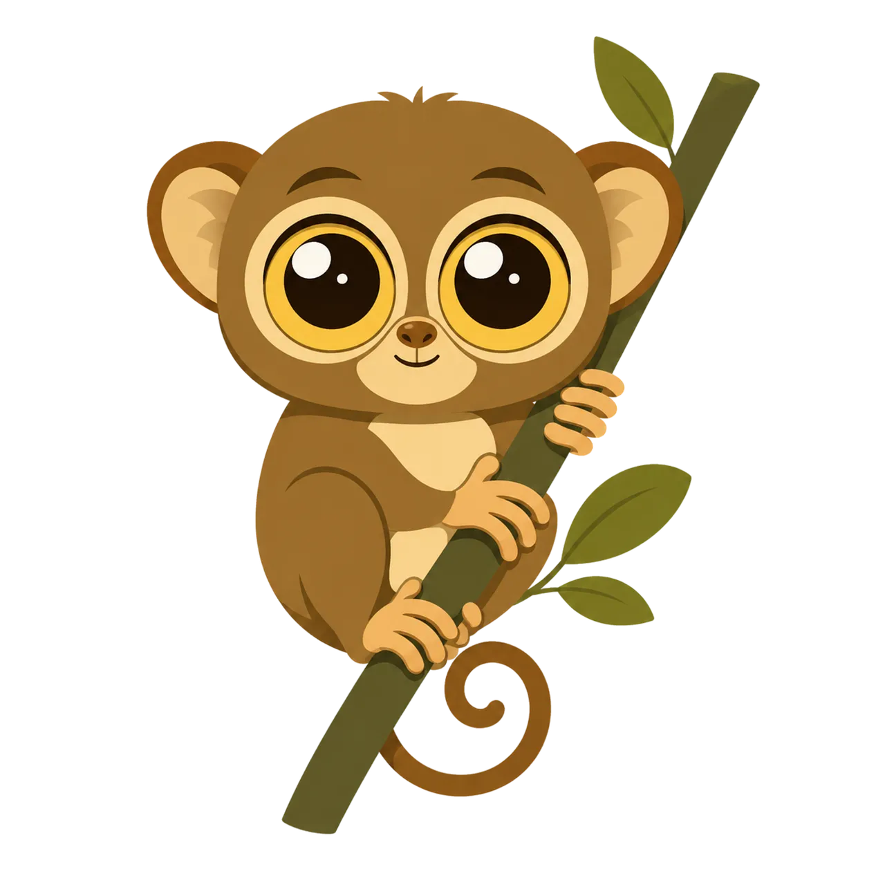 Adorable Cartoon Tarsier: Big-Eyed Rainforest Charm