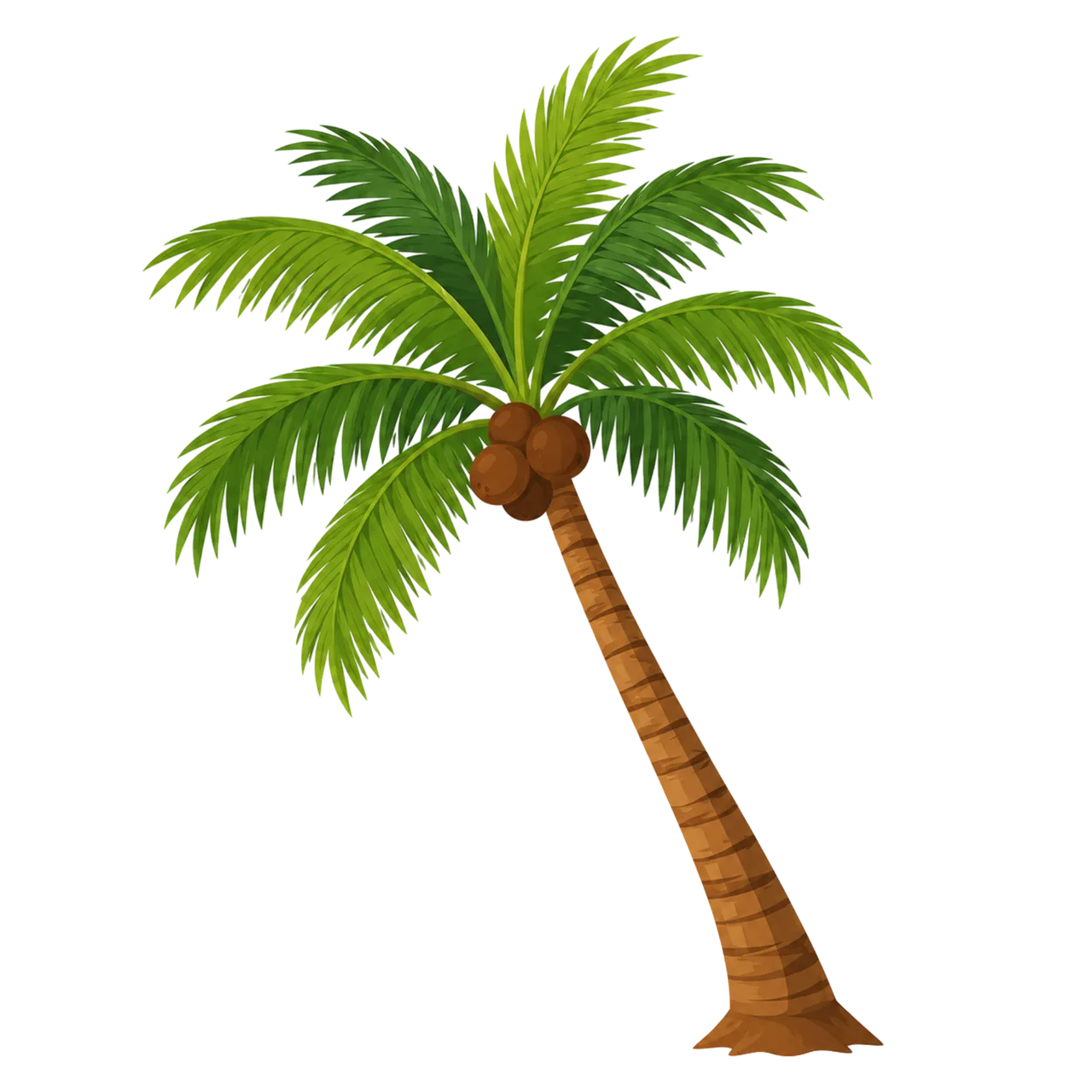 Vibrant Tropical Coconut Palm: Isolated Exotic Island Icon