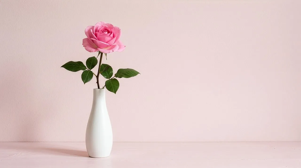 Minimalist Pink Rose in Vase: Elegant and Romantic Design