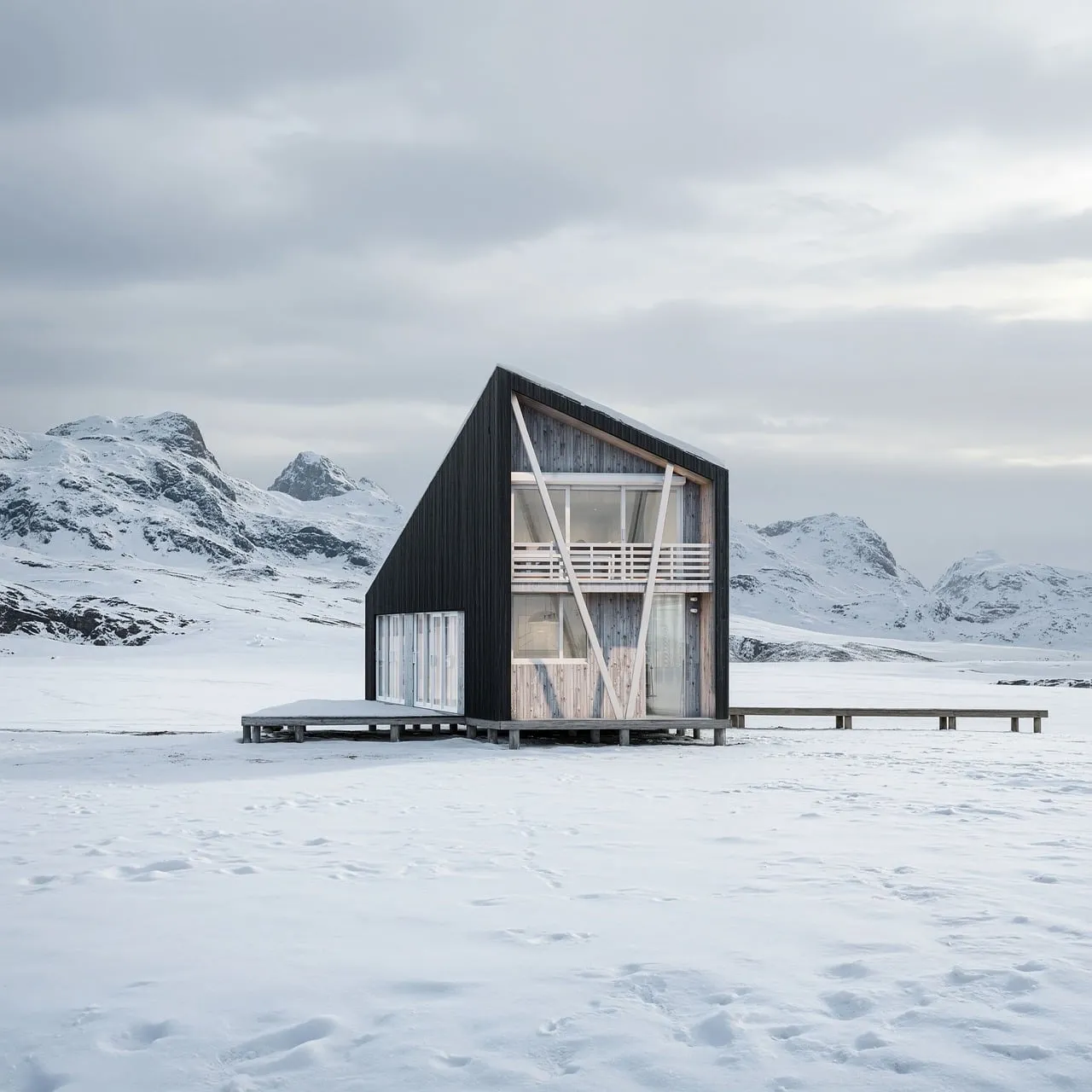Stunning Scandinavian Cabin: Minimalist Haven in Snowy Mountains