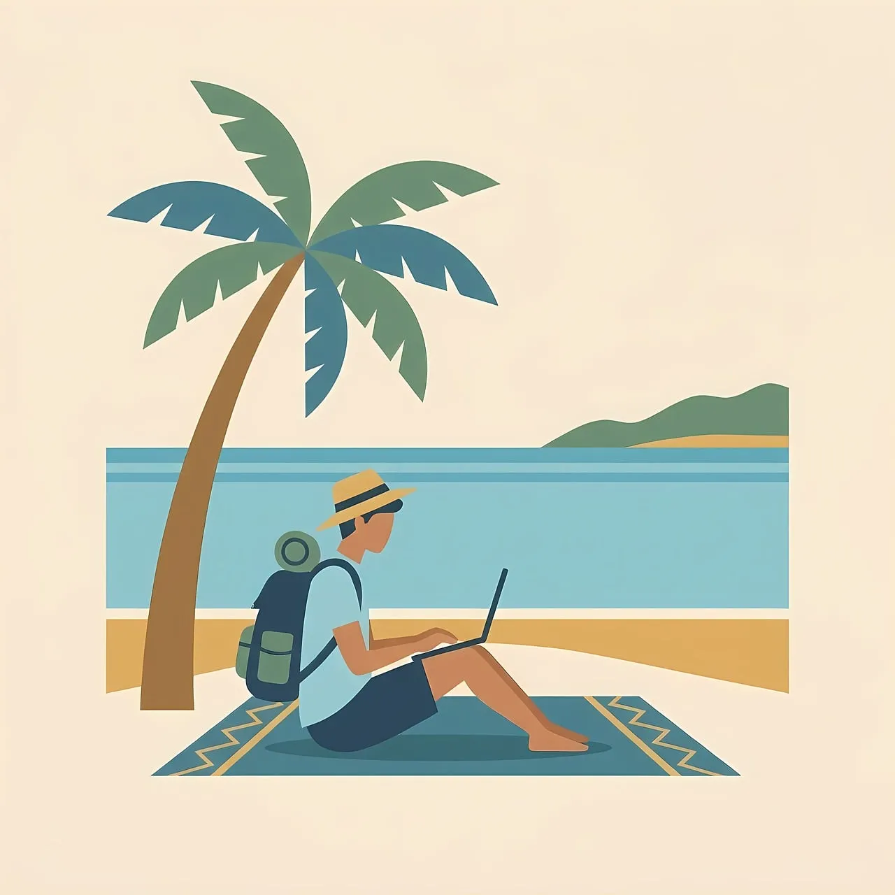 Idyllic Beachside Digital Nomad: Work-Life Harmony
