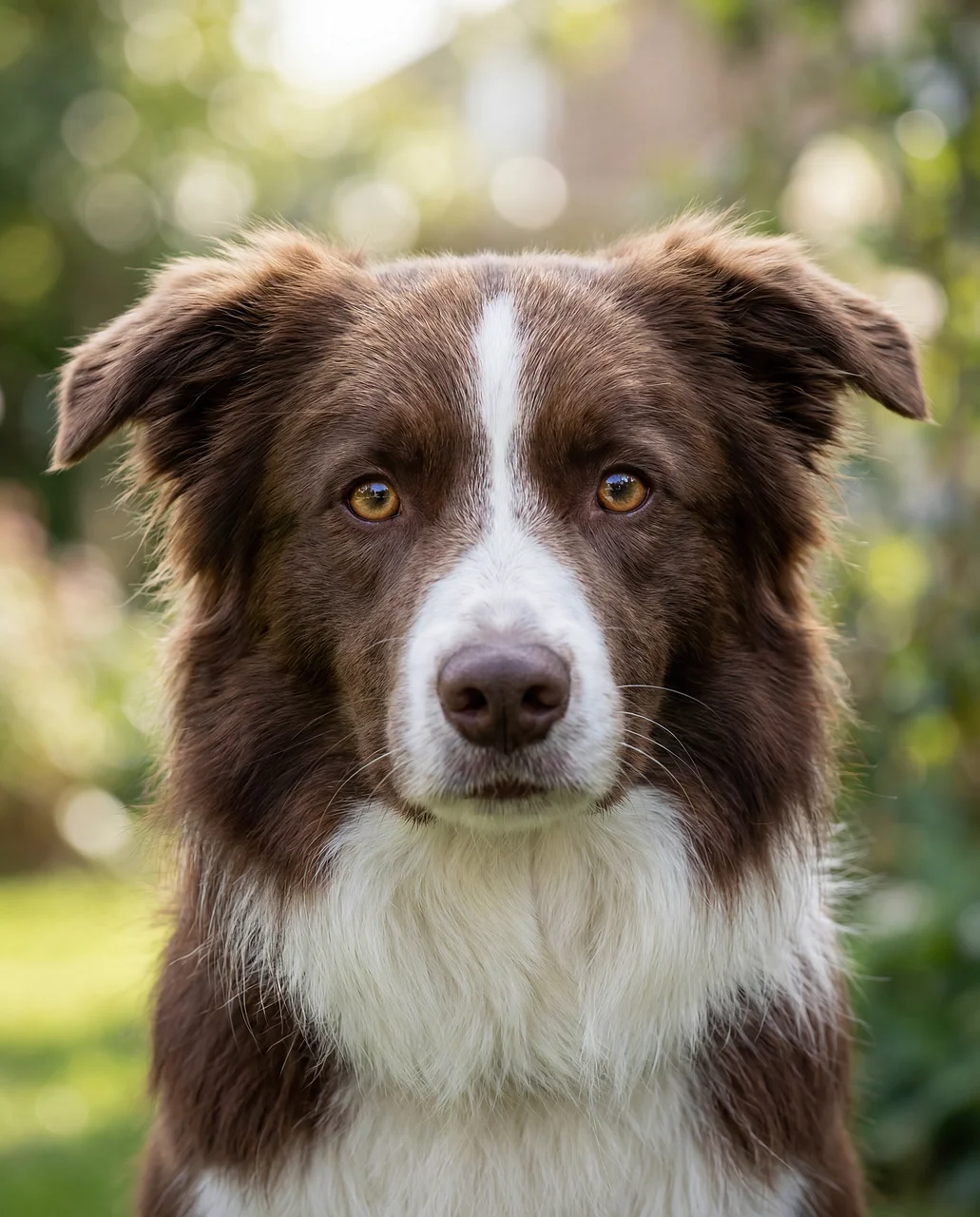Stunning Chocolate Border Collie Portrait for Your Screen
