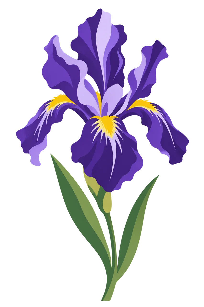 Vibrant Stylized Purple Iris: Elegant Spring Bloom