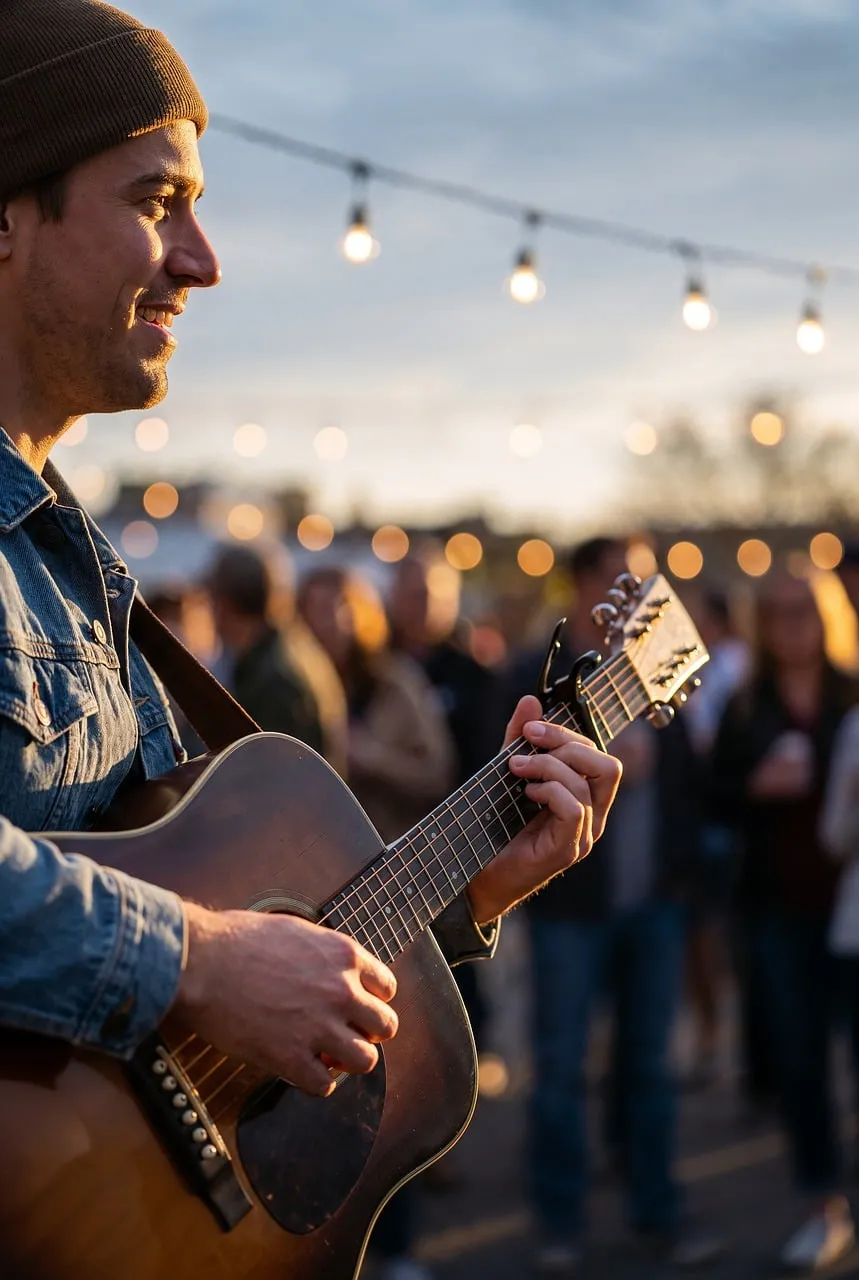 Enchanting Sunset Serenade: Musician's Soulful Performance