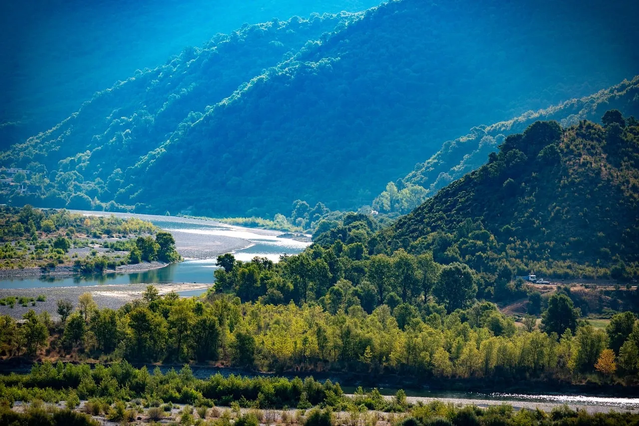 Serene Albanian River Valley: A Majestic Mountain Escape