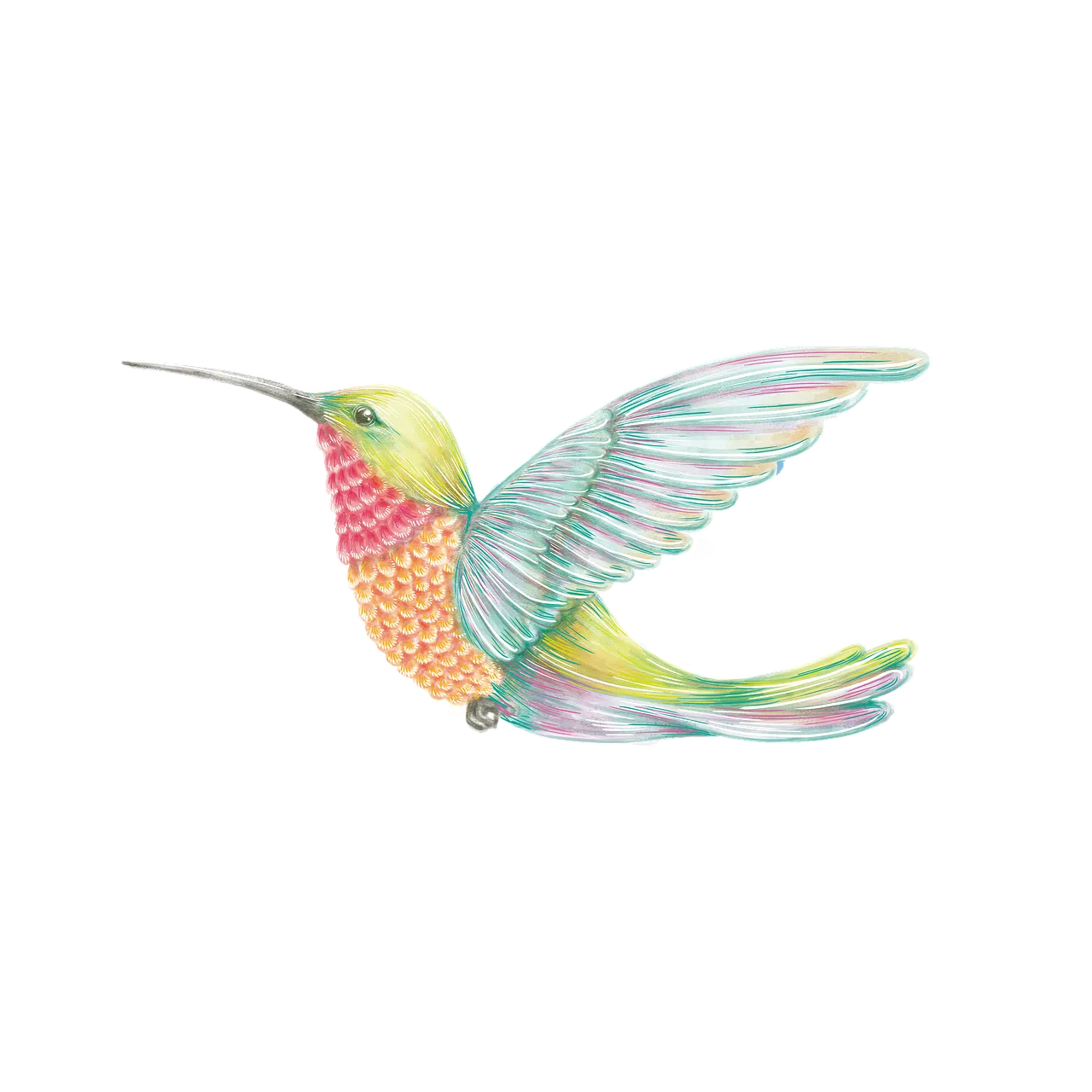 Vibrant Pastel Hummingbird: A Magical Nature Illustration