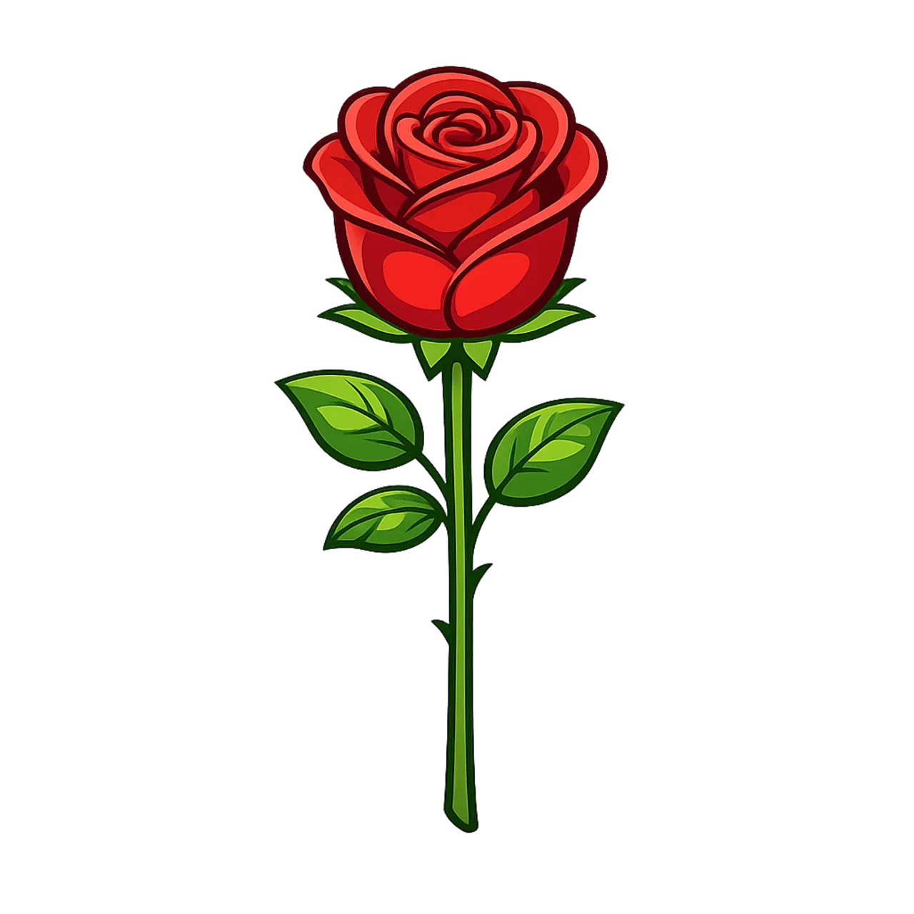 Vibrant Red Rose Illustration: Elegant & Timeless