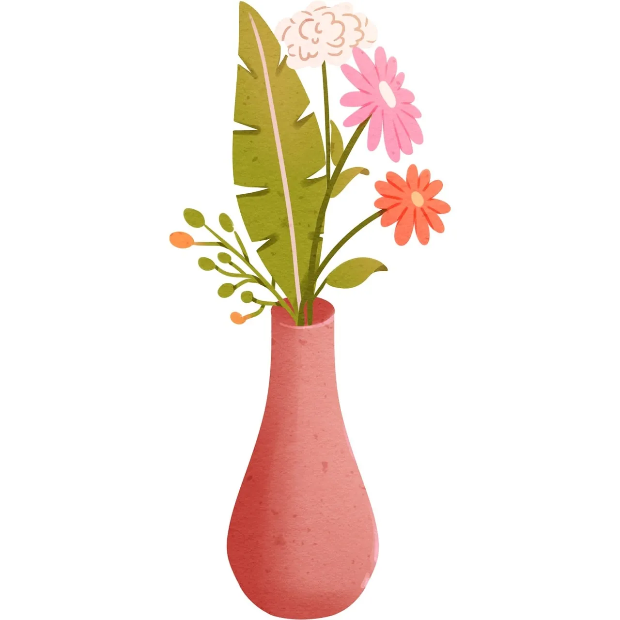 Minimalist Floral Charm: Handcrafted Vase with Vibrant Blooms